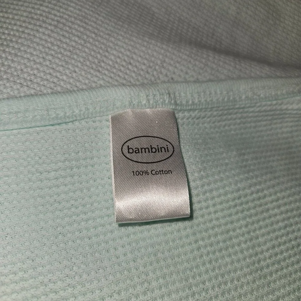 Bambini Solid Mint Green Waffle Knit 100% Cotton Thermal Blanket 28